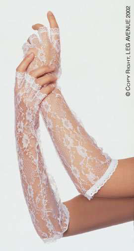 Long white lace stripper gloves.