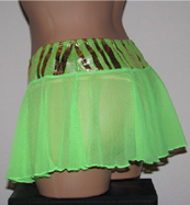 Back view of mesh see through mini skirt