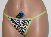 Colorful thong with little hearts.
